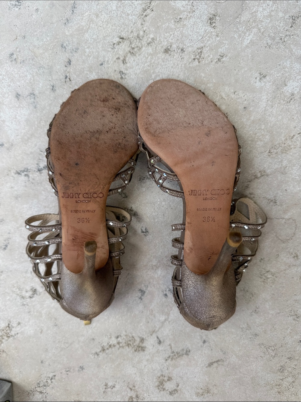 Jimmy Choo Rose Gold Crystal Lattice High-Heel Sandals - Picture 5 of 5